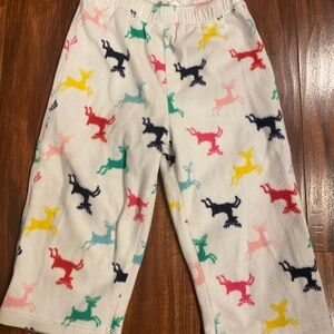 GAP White fleece Pajama Bottoms with Colorful Reindeer Print sz 18-24 months